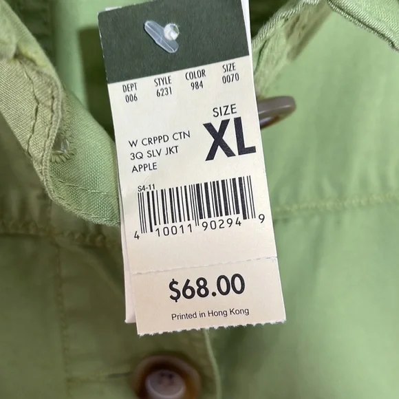 NWT Apple Green Cropped Eddie Bauer Cotton Jacket Size XL - Picture 5 of 6